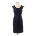 Simply Vera Vera Wang Casual Dress - Sheath Scoop Neck Short sleeves: Blue Print Dresses - Women's Size 2