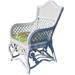 August Grove® Mathys Upholstered Cross Back Arm Chair Wicker/Rattan in Green/Blue/White | 39.75 H x 20.75 W x 21.75 D in | Wayfair