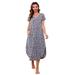 Alwyn Home Nightgowns Nightdress Women V Neck Print Short Slit Sleepwear S-XXL Polyester | 34 H x 44 W in | Wayfair