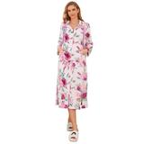 Alwyn Home Women"s Floral Robes Zip Front Nightgown Housecoat Lounge Dress S-3XL Polyester | 34 H x 44 W in | Wayfair