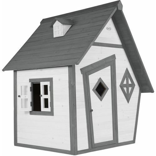 Spielhaus Cabin in Grau / Weiß Kleines Spielhaus aus fsc Holz für Kinder 102 x 94 x 159 cm - Grau