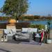 6-piece Halfmoon Patio Sectional Sofa Set with Fire Pit Table