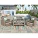 4 Piece Outdoor Conversation Set All Weather Wicker Sectional Sofa, Patio Furniture Set