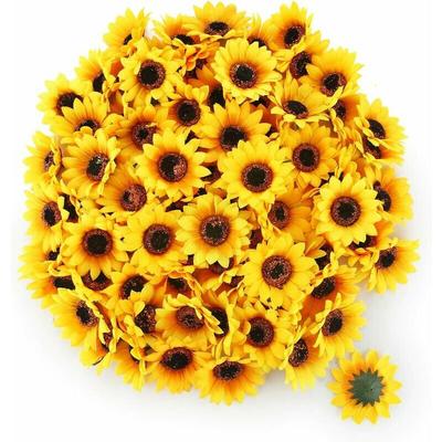 100 pezzi teste di girasole in seta artificiale finto girasole giallo per casa giardino decorazione