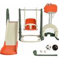 6 in 1 Parco Giochi per Bambini, con Altalena Scivolo Canestro da Basket Golf, Parco Giochi per