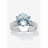 Women's 3.80 Tcw Round Genuine Blue Topaz Solitaire Ring .925 Sterling Silver by PalmBeach Jewelry in Blue (Size 9)