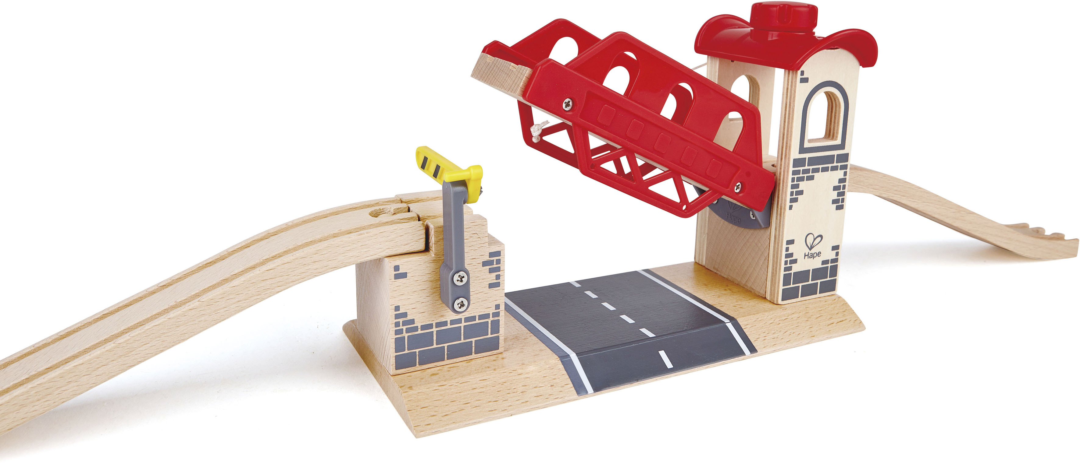 Spielzeugeisenbahn-Brücke HAPE "Zugbrücke", bunt, Spielzeugeisenbahn-Erweiterungen, KinderB:24cm H:11cm T:11cm, Holz, Kunststoff, aus Holz, B:24cm H:11cm T:11cm