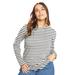 Plus Size Women's Long-Sleeve Crewneck One + Only Tee by June+Vie in White Black Stripes (Size 22/24)