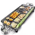 Electrical BBQ Barbecue Grill, Non-Stick Hot Plate Teppanyaki Table Griddle with Adjustable Temperature Control, Convenient Portable Smokeless Table Top Cooking Griddle, 1500W, (XL, 67 x 29.5 x 8.5cm)