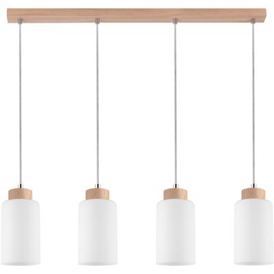 SPOT LIGHT Pendelleuchte "BOSCO WOOD", weiß (eichefarben, holzfarben, weiß), Ø 9,50cm H: 110cm, Lampen, Hängeleuchte, Naturprodukt aus Eichenholz, Nachhaltig, Schirm aus Glas Image