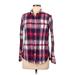 Old Navy Long Sleeve Button Down Shirt: Pink Plaid Tops - Women's Size Medium