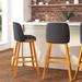 Set of 2 Wooden Frame Upholstered Counter Stools