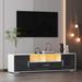 63 inch RGB LED Light High Glossy TV Stand Cabinet with 2 Side Door Storage Cabinets and 1 Center Down Open Tie-Rod Drawer