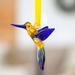 The Holiday Aisle® Paradise Hummingbird Recycled Glass Hanging Figurine Ornament Glass in Blue/Orange | 2 H x 1.2 W x 2.8 D in | Wayfair