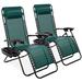 Arlmont & Co. Set Of 2 Adjustable Zero Gravity Patio Chair Recliners W/Cup Holders Metal in Green | 44 H x 25 W x 32.5 D in | Wayfair