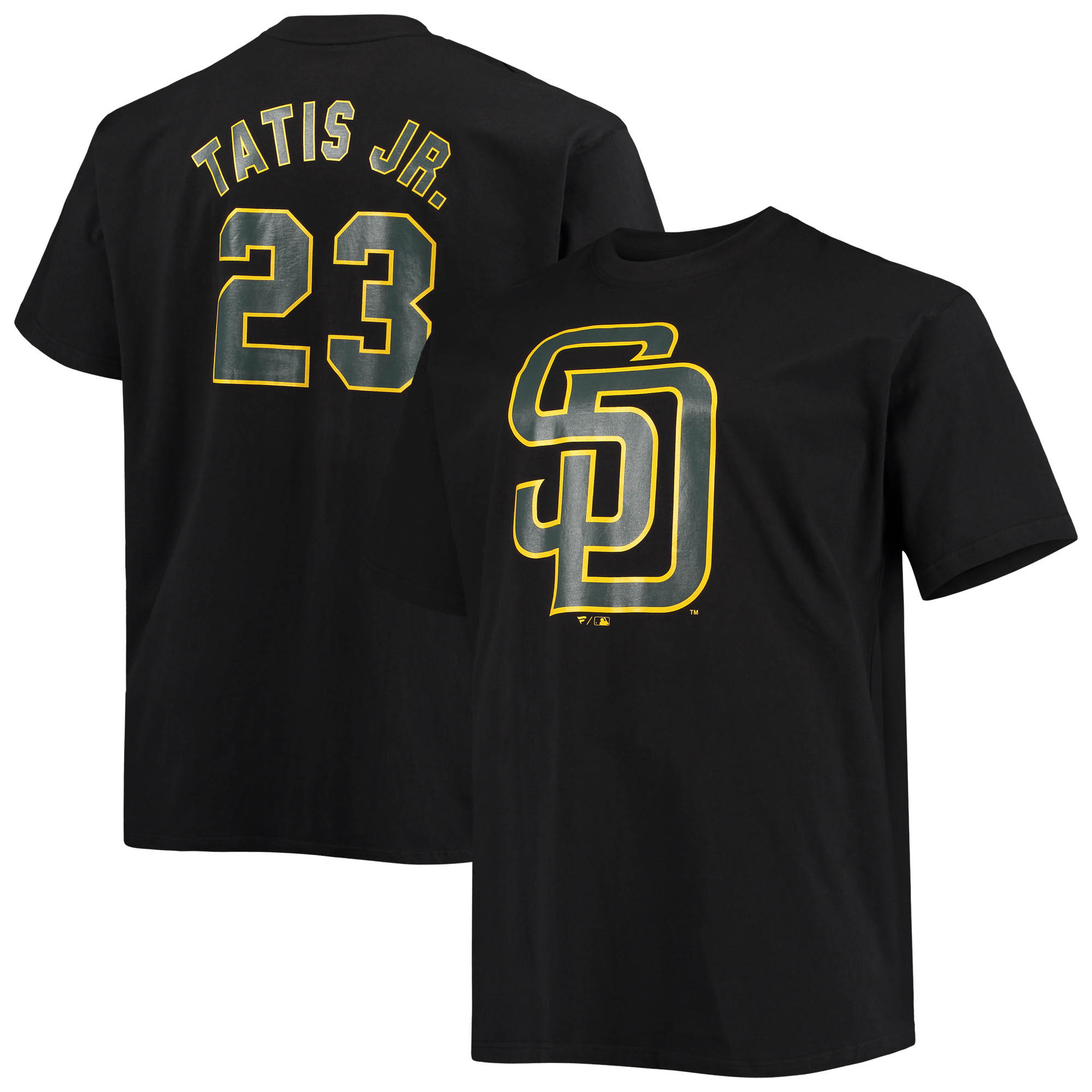 Herren San Diego Padres Fanatics Fernando Tatis Jr. Schwarzes T-Shirt mit Wortmarke, Name und Nummer, groß und lang, Schwarz Image