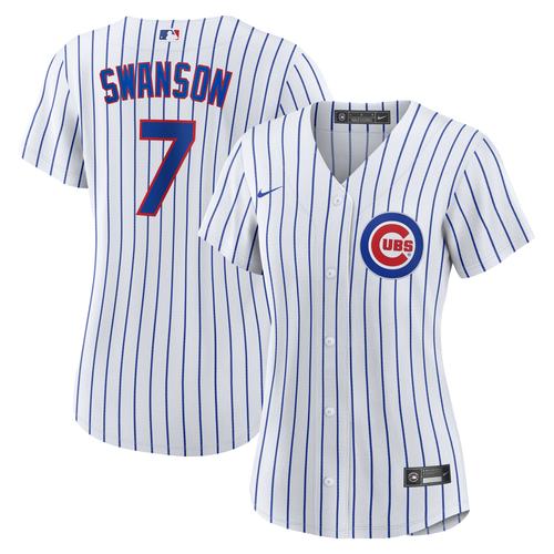 Nike Dansby Swanson Weiß/Royal Chicago Cubs Home Replica Player Jersey für Damen