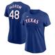 "Women's Nike Jacob deGrom Royal Texas Rangers 2023 Name & Number T-Shirt"