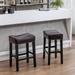 Topcobe 26 Backless Tufted PU Counter Stools 2 Pieces Bar Stools for Dining Room Brown