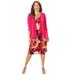 Plus Size Women's Classic Jacket Dress by Catherines in Pink Burst Tropical Leaves (Size 5X)