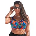 Plus Size Women's Crochet Bra Sized Underwire Bikini Top by Swimsuits For All in Bright Tropics (Size 44 G)