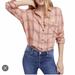 Free People Tops | Free People Long Sleeve Button Up Shirt Plaid | Color: Pink/Red | Size: M