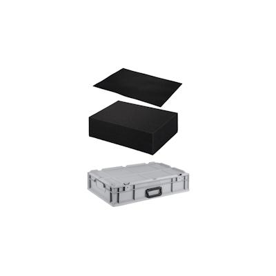 PROREGAL Eurobox NextGen Portable mit Rasterschaumstoff & Schaumstoffeinlage | HxBxT 13,5x40x60cm | 23 Liter | Eurobehälter, Transportbox, Box Image