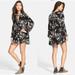 Free People Tops | Free People Snap Out Of It Floral Embroidered Sleeve Swing Tunic Mini Dress | Color: Black/Cream | Size: S