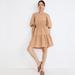 Madewell Dresses | Madewell Seersucker Tan Puff-Sleeve Cutout Mini Dress | Color: Tan | Size: Xl