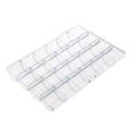 QUSENLON Jewelry Organizer Box for Earrings Storage Clear Plastic Container with 24 Small Compartment Tray for Bead Trinket Gem