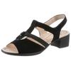 Sandalette ARA "LUGANO", Damen, Gr. 8,5 (42,5), schwarz, Ziegenveloursleder, unifarben, elegant, Schuhe, Sommerschuh, Sandale, Blockabsatz, in Schuhweite H (= sehr weit)