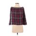 Cloth & Stone Long Sleeve Top Burgundy Plaid Boatneck Tops - Women's Size X-Small