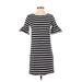 J.Crew Casual Dress - Shift: Black Stripes Dresses - Women's Size X-Small