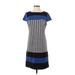Tiana B. Casual Dress - Shift Crew Neck Short sleeves: Blue Color Block Dresses - Women's Size Small
