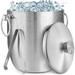 Zulay Kitchen Ice Bucket w/ Lid, Strainer & Tongs Stainless Steel in Gray | 9 H x 8.7 W x 8.7 D in | Wayfair Z-INSLTD-ICE-BCKT-ICE-TNGS-STNLSS-STL