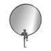 Wrought Studio™ Piru Round Metal Mirror w/ Decor - Iron Mirror w/ Decorative Figure - Mounted Circular Wall Mirror Metal in Black | Wayfair