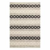 White 10 x 8 x 0.3 in Area Rug - Foundry Select Shyler Striped Machine Woven Polyester Indoor/Outdoor Area Rug in Black/Beige Polyester | Wayfair