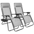 Arlmont & Co. Set Of 2 Adjustable Zero Gravity Patio Chair Recliners W/Cup Holders Metal in Gray | 44 H x 25 W x 32.5 D in | Wayfair