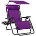 Arlmont & Co. Folding Zero Gravity Recliner Patio Lounge Chair W/Canopy, Side Tray Metal in Indigo | 49 H x 34 W x 27 D in | Wayfair