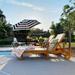 1 PCS Outdoor Wooden Chaise Lounge with Adjustable Backrest, Foldable and Removeable Sunlounge with Cushion
