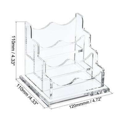 Business Card Holder Acrylic 3 Slots Desktop Name Cards Display Stand - Clear