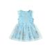 Canrulo Toddler Baby Girl Summer Floral Dress Sleeveless Ruffle Suspender Flowers Clover Tulle Party Dresses Blue 2-3 Years