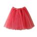 Eashery Girls Tulle Dress Girls Ruffle Sleeve A-Line Swing Flared Floral Hem Boat Neck Loose Fit Summer Party Dress for 5-12 Years Kids Watermelon Red 5-10 Years