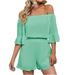 Off Shoulder Jumpsuits for Women Women Loose Solid Rompers 1/2 Sleeve Elastic Waist Stretchy Romper Jumpsuits for Women Sales & Deals Liquidation Sale #2