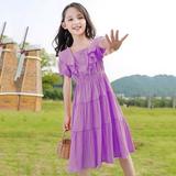 Eashery Baby Girl Dresses 12-18 Months Girls Dress Blue Unicorn Short Sleeve Casual Dress Purple 7-8 Years