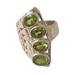 'Sterling Silver Cocktail Ring with 4-Carat Peridot Gems'