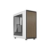 Fractal Design North ATX mATX Mid Tower PC Case - North Chalk White with Oak Front and Clear TG Side Panel