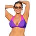 Plus Size Women's Romancer Colorblock Halter Triangle Bikini Top by Swimsuits For All in Purple Pink (Size 6)