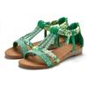 Sandale LASCANA "Sommerschuh, Sandalette", Damen, Gr. 39, grün, Obermaterial: 50% Lederimitat, 50% Textilmaterial. Futter: 100% Lederimitat. Decksohle: 100% Lederimitat. Laufsohle: 100% Synthetik, bedruckt, modisch, Schuhe Sandalette, mit Verzierung...