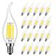 RANBOO E14 LED Filament Bulbs 4W, 40W Clear Candle Bulbs Equivalent, Cool White 6500K, Candelabra E14 SES Bulb, Non-Dimmable, 400Lm, LED Light Bulb, Small Edison Screw Candle Light Bulbs, 20-Pack